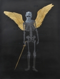 Agus Suwage, Malaikat yang Menjaga Hankamnas #4, 2012,  Acrylic, ink, gold leafs, graphite on paper , 155 x 118 cm | 61.02 x 46.46 in 