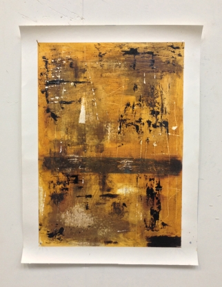 Hugo McCloud, Untitled, 2014, Rust metal pigment and liquid tar on paper, 61 x 43 cm, CLOU0003 