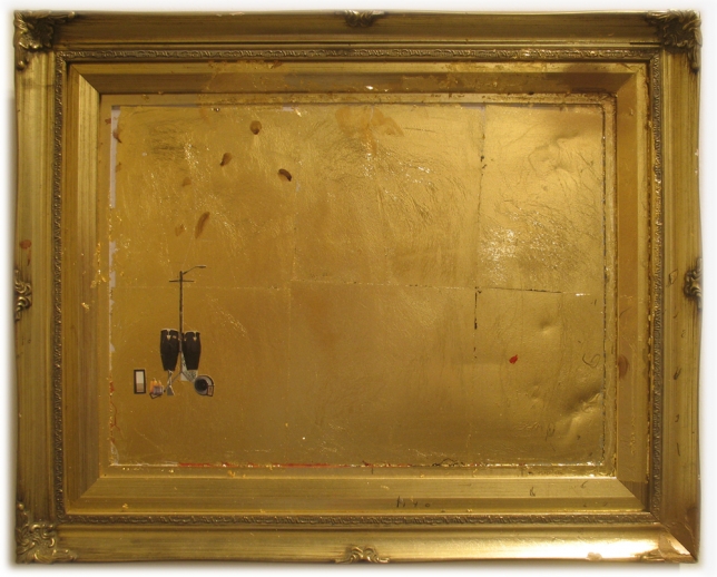 William  Cordova, Untitled, 2010, goldleaf and collage in vintage frame 42 x 56 cm | 16.54 x 22.05 in 
