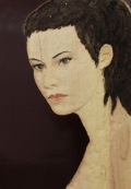 Stephan Balkenhol, Relief „Frau“ (Relief ,Woman’), 2013, Coloured wawa wood, 67 x 60 x 2 cm | 26.38 x 23.62 x 0.79 in, # BALK0011 