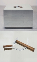 Josephine Meckseper, Untitled (Hammer and Sickle), 2005, Chromed tools, mirror on wood, MECK0004, Courtesy Van Dam Art Collection, Nederland 