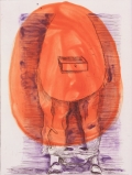 Martin Kippenberger, Egg Lady, 1996, Aquatint, etching Somerset 300 gr., Image 39,5 x 29,5 cm | 15.55 x 11.61 in Paper 57 x 44 cm | 22.44 x 17.32 in, Number 17 from an edition of 24 