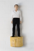 Stephan Balkenhol, Man with white shirt and black trousers, 2013, Coloured lime wood, 130 x 40 x 22 cm | 51.18 x 15.75 x 8.66 in, # BALK0005 