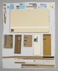 Thomas Hirschhorn, Lay Out n°11, 1993, Cardboard, wood, tape, prints, 280 x 230 cm | 110.24 x 90.55 in 