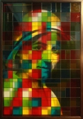 J. Ariadhitya  Pramuhendra, Edith Stein, 2012, Charcoal on canvas and stained glass , 108 x 158 x 14 cm | 42.52 x 62.2 x 5.51 in, # PRAM0012 